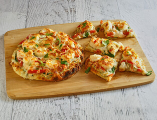 shrimp and ricotta naan flatbread 'pizza'