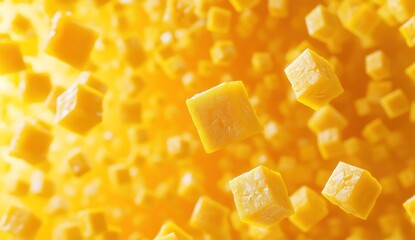 Floating cubes of juicy yellow pineapple chunks.
