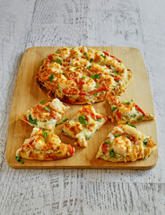 shrimp and ricotta naan flatbread 'pizza'
