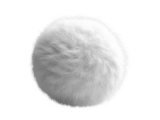 Fluffy white ball with soft texture, resembling cloud or cotton