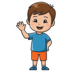 cartoon boy waving hand