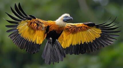 Fototapeta premium Majestic King Vulture in Flight: A Breathtaking Display of Nature's Beauty