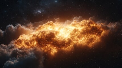 Fototapeta premium A Stunning Cosmic Explosion: An Imagined Scene of Fiery Nebulae and Celestial Clouds Radiating Warmth in the Depths of Space