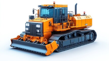 Obraz premium Orange Tractor on White Background