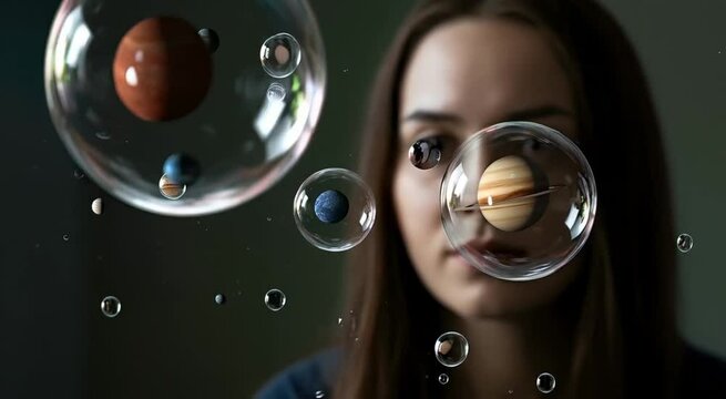 ia generated. young woman looking through binoculars