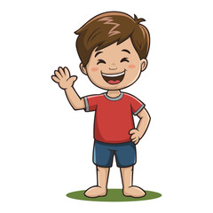Fototapeta premium cartoon boy waving hand