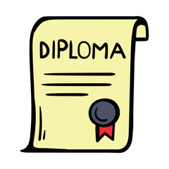 Diploma of education. Simple vector illustration isolated on white background. Icon for sticker, print, design