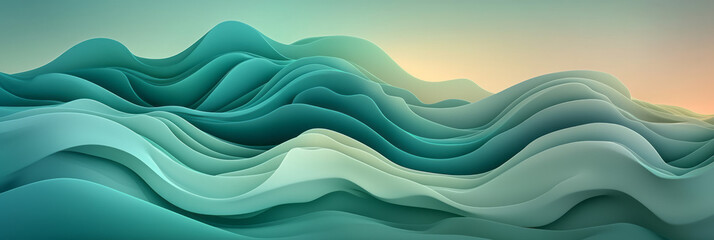 Obraz premium Serpentine lines drifting in a background that transitions from dark teal to muted amethyst,