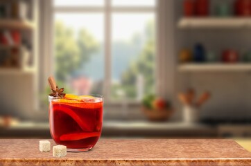 Tea is a beverage with hot water in cup