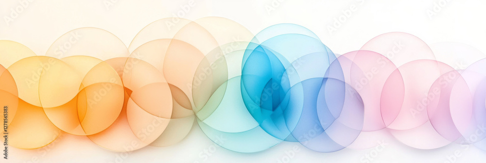 Poster Gradient-based arrangement of tinted circles, ranging from pale yellow in the top-left to soft