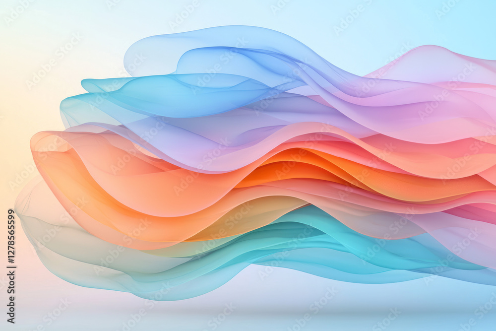 Aufkleber airy set of arcs in faded peach and baby blue, overlapping to form a dreamy, flowing stack in front