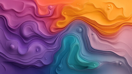 Fototapeta premium Glossy, molten shapes where bright spectral colors collide, forming vibrant marbled layers in a