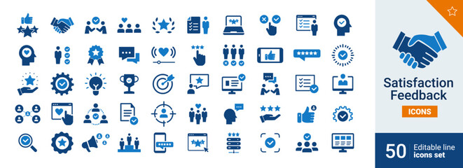 Satisfaction icons Pixel perfect. success, team, star, business ....	
