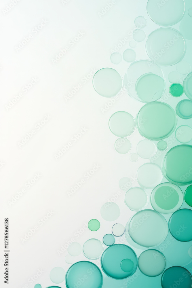 Aufkleber Grouped bubble segments in an ombrÃ© of teal to mint, arranged to form a softly spiraling structure,