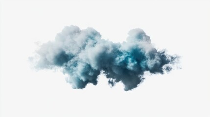 A dramatic teal and grey cloud formation isolated on white