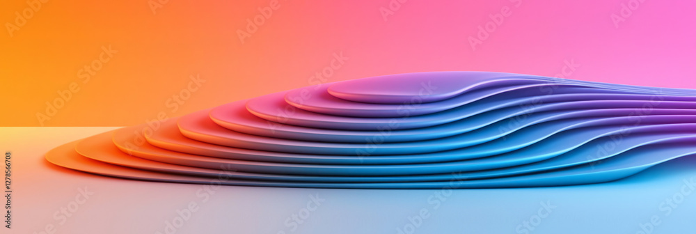 Aufkleber concentric ripple waves smoothly transitioning from vivid magenta at the center to royal blue at