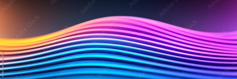 Poster concentric ripple waves smoothly transitioning from vivid magenta at the center to royal blue at