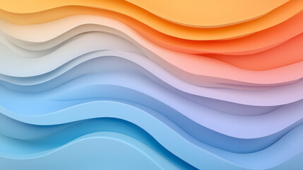 Obraz premium Gently rolling wave lines layered like topographic contours, tinted in a gradient from warm coral