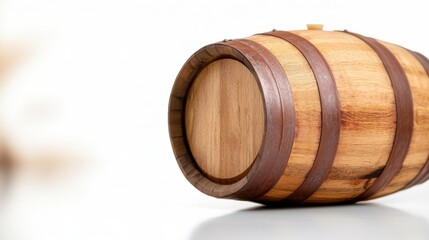 Crafted wood barrel brings rustic charm and character to any setting