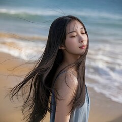 Fototapeta premium 바람을 느끼는 여자