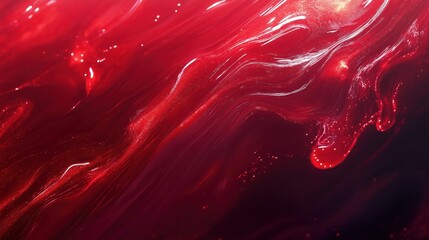 Vibrant red fluid texture with glowing organic flowing patterns