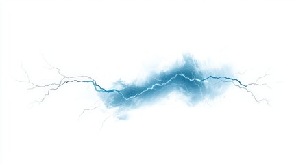 Abstract Blue Lightning Bolt Design On White Background