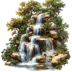 Naklejka premium Serene Waterfall Landscape.