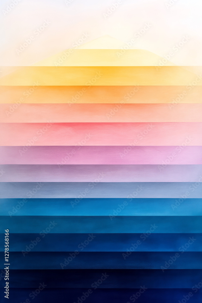 Aufkleber minimalist sunset silhouette where broad rectangular bands in varying shades of pink and yellow