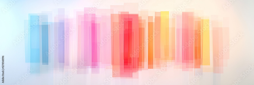 Aufkleber Pastel-hued stripes spanning the width of the image, intersected by angular shapes that blend from