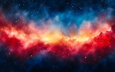 Fototapeta premium Patriotic Watercolor Background with Red, White, and Blue Design 