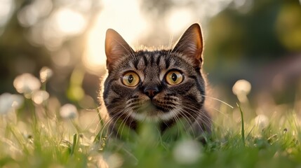 Captivating Bombay cat in profile with striking yellow eyes in nature