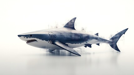 Fototapeta premium A Great White Shark in Abstract Artistic Style