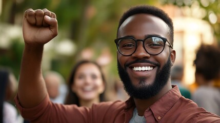 Joyful demonstration of empowerment through unity and collective action