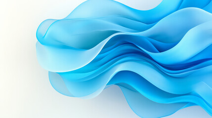 Fototapeta premium Glossy S-shaped ribbons in vivid cerulean stacked in a freeform arrangement, reflecting faint