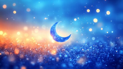 Crescent Moon in a Sparkling Night Sky