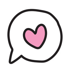 Speech bubble heart icon doodle hand drawn 