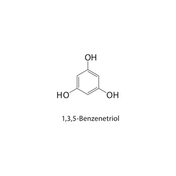 1,3,5-Benzenetriol skeletal structure.Phenol compound schematic illustration. Simple diagram, chemical formula.