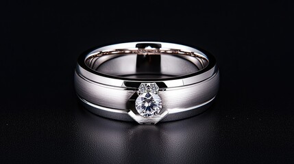 Polished Diamond Ring on Dark Background. Possible Use Jewelry Catalog