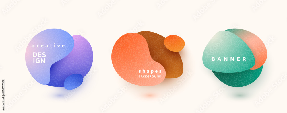 Poster abstract liquid shapes set vector background. fluid graphic design in bright color. isolated gradien