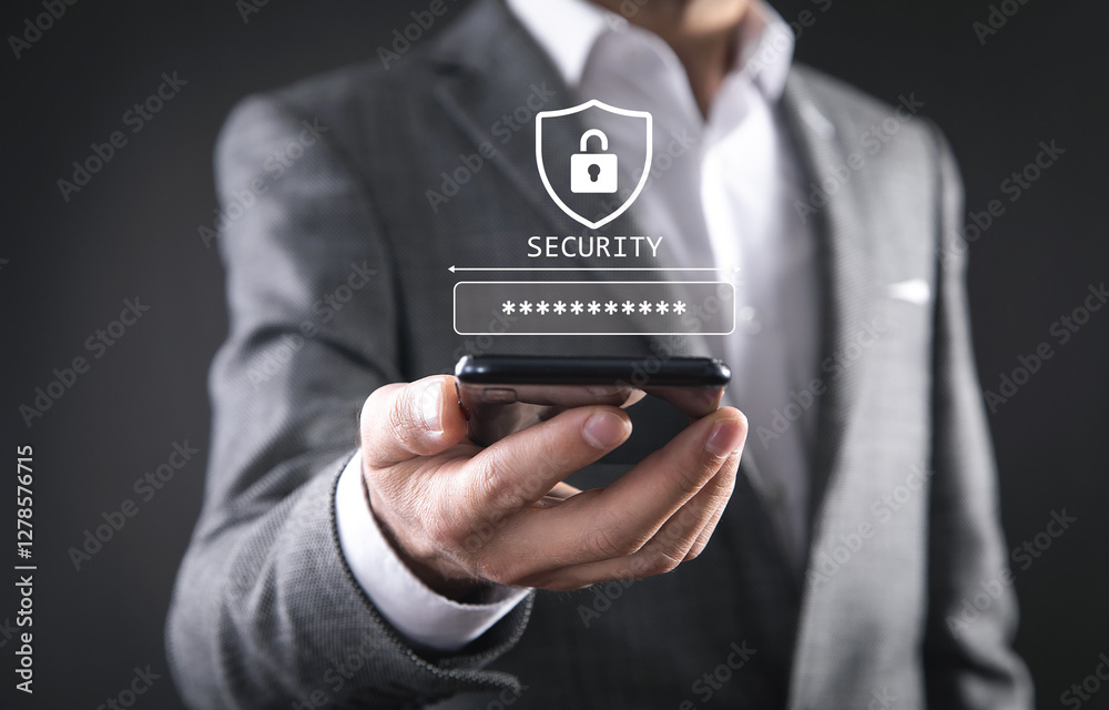 Poster cybersecurity encompasses the concept of cyber security, secure internet access, the encryption of p