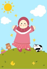 ramadhan elements - cute muslimah on ramadhan - cute islamic girl on ied mubarak