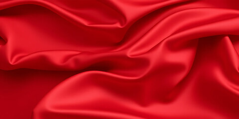 Obraz premium Elegant Crimson Red Silk Fabric Flowing with Graceful Folds and Textures 