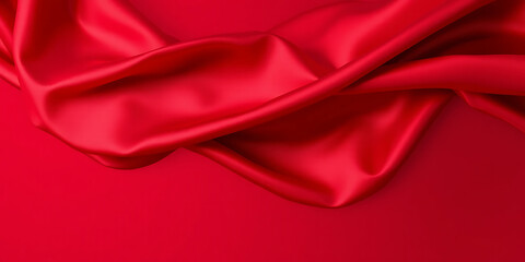 Obraz premium Elegant Crimson Red Silk Fabric Flowing with Graceful Folds and Textures 