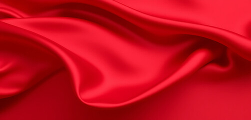 Obraz premium Elegant Crimson Red Silk Fabric Flowing with Graceful Folds and Textures 
