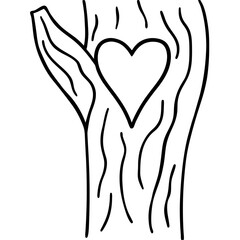 Rustic Love Carved Heart on Tree Line Art