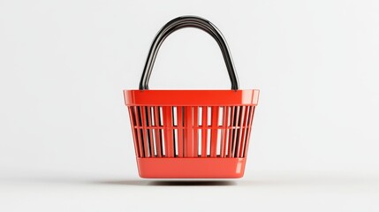 Fototapeta premium A Red Shopping Basket Isolated On White Background
