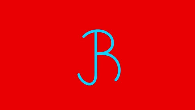 B letter big color writing cartoon animation redbox isolated. Compatibile part of alphabet. Handwriting educational style for children. Good for education movies, presentation, learning alphabet.