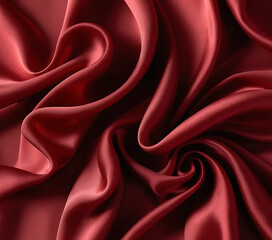 Obraz premium Elegant Crimson Red Silk Fabric Flowing with Graceful Folds and Textures 