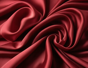 Obraz premium Elegant Crimson Red Silk Fabric Flowing with Graceful Folds and Textures 