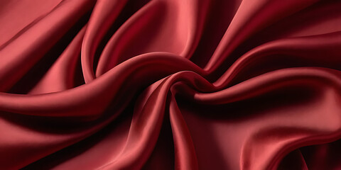 Obraz premium Elegant Crimson Red Silk Fabric Flowing with Graceful Folds and Textures 
